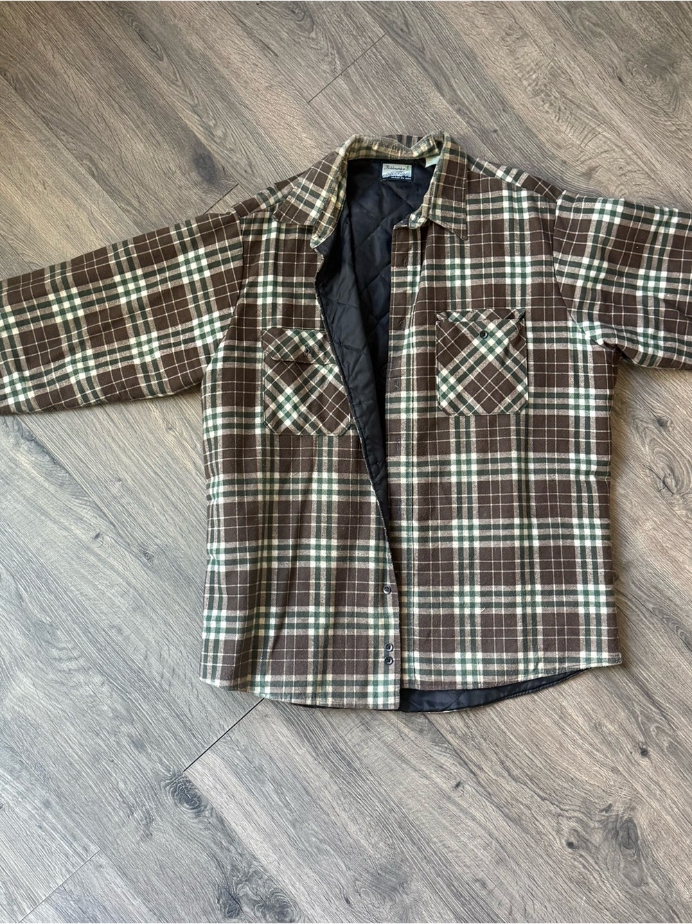 Vintage 70s Fieldmaster Quilt Lined Flannel Jacket Shacket Plaid Men's 2XL Made